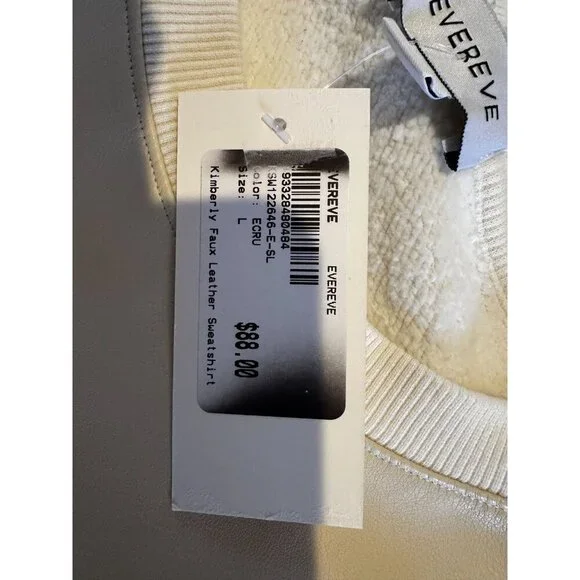 NWT Evereve Kimberly Faux Leather Sweatshirt Size L - Picture 7 of 14